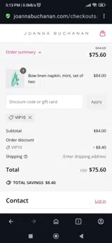 Vip10 coupon verification screenshot
