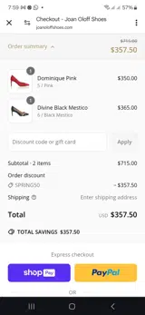 SPRING50 coupon verification screenshot