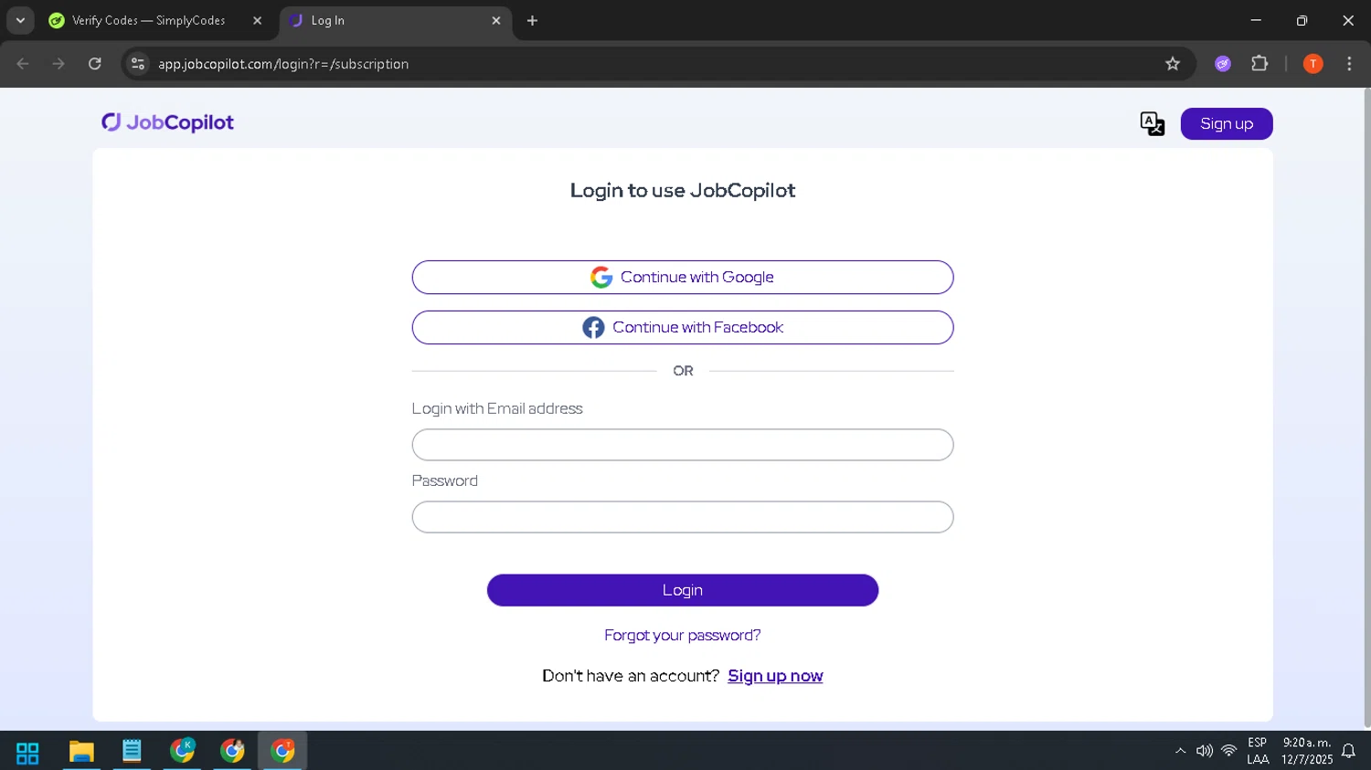 JobCopilot promo code screenshot showing code FACEBOOK50 applied at JobCopilot checkout page. Uploaded by SimplyCodes community member HHHHHHH on Jul 12, 2025