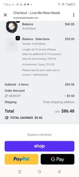 NEWOFF coupon verification screenshot