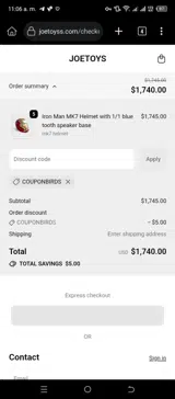 COUPONBIRDS coupon verification screenshot