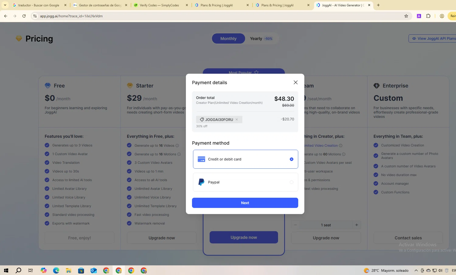 Jogg checkout page showing Jogg promo code box | Screenshot taken by SimplyCodes community member on Aug 4, 2025