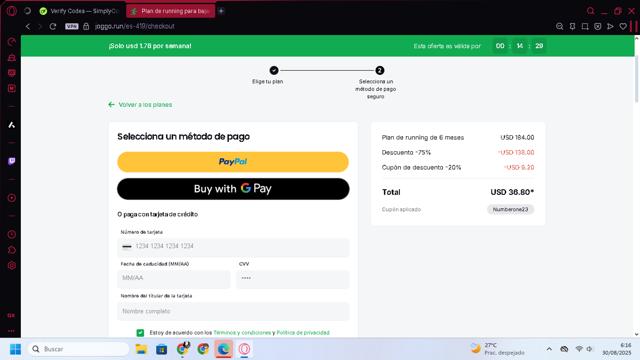 Joggo checkout page showing Joggo promo code box | Screenshot taken by SimplyCodes community member on Aug 30, 2025