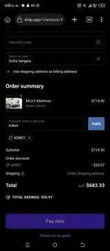 Adbet coupon verification screenshot