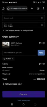 Adben coupon verification screenshot