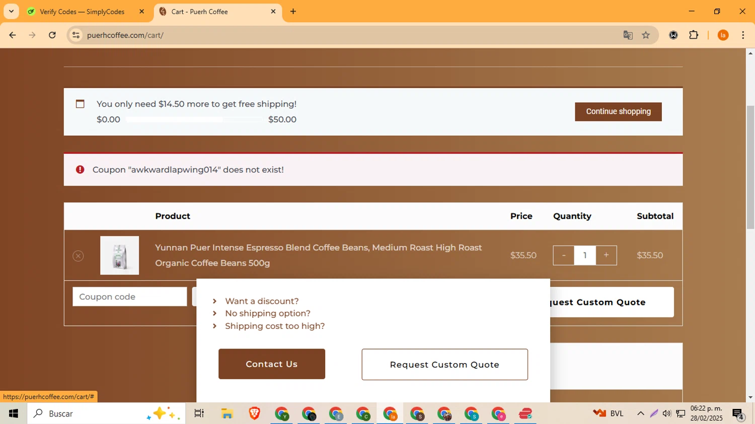 John Deere Store coupon code screenshot showing code 72726 applied at John Deere Store checkout page. Uploaded by SimplyCodes community member BargainExpert9390 on Feb 28, 2025
