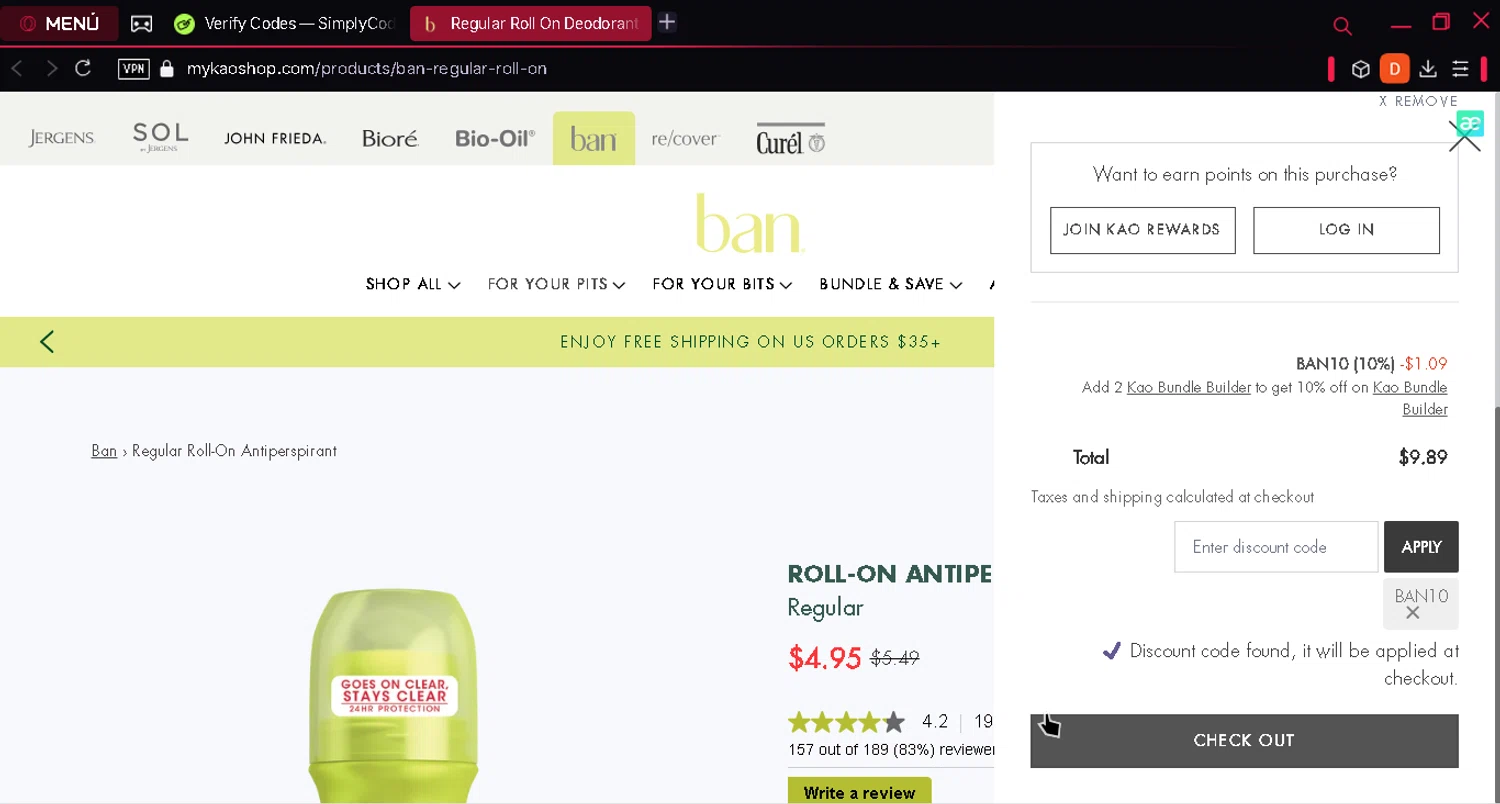 John Frieda coupon code screenshot showing code BAN10 applied at John Frieda checkout page. Uploaded by SimplyCodes community member carlosromero on Feb 19, 2025