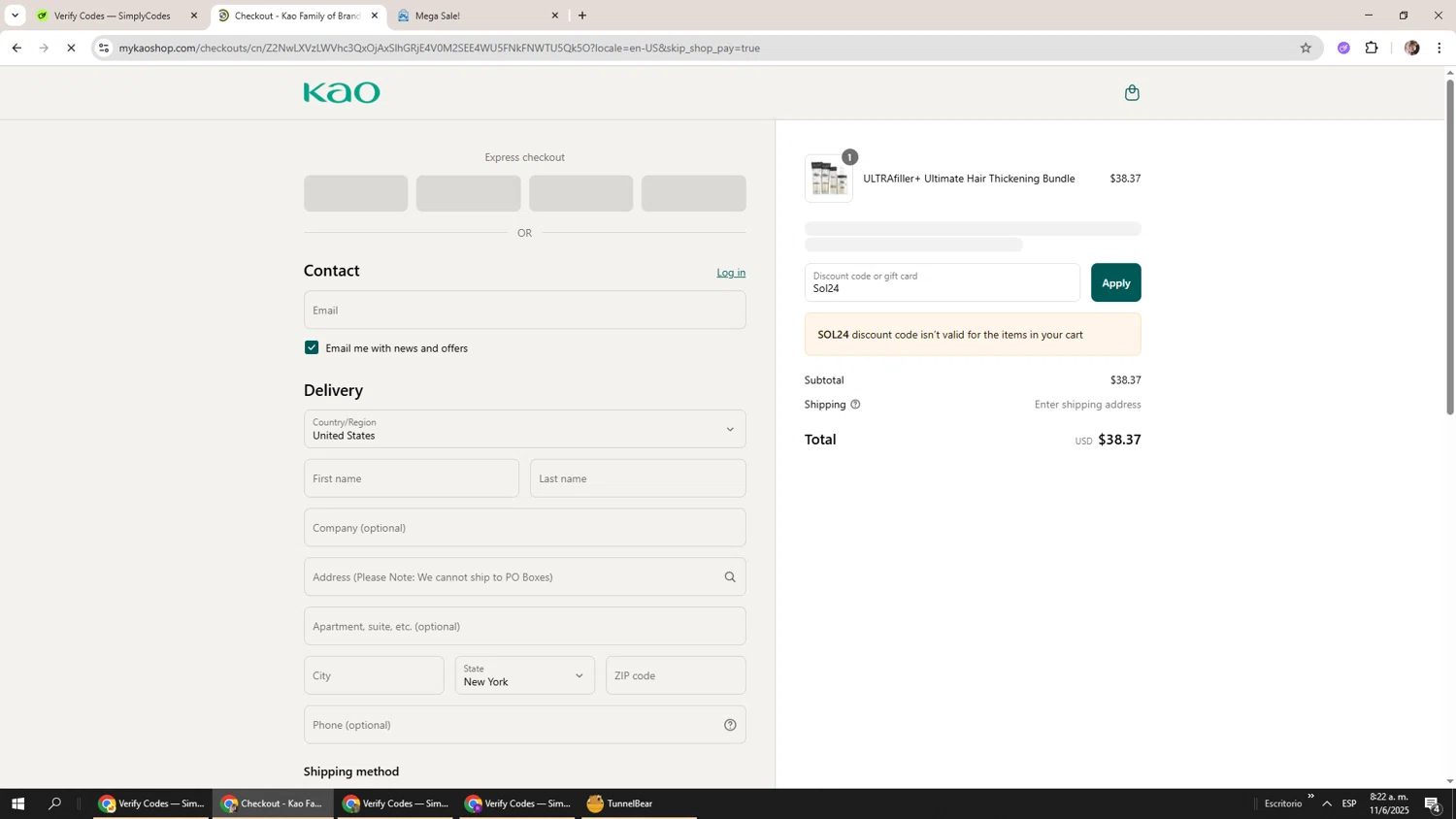 John Frieda coupon code screenshot showing code Sol24 applied at John Frieda checkout page. Uploaded by SimplyCodes community member Levi_Ackerman on Jun 11, 2025