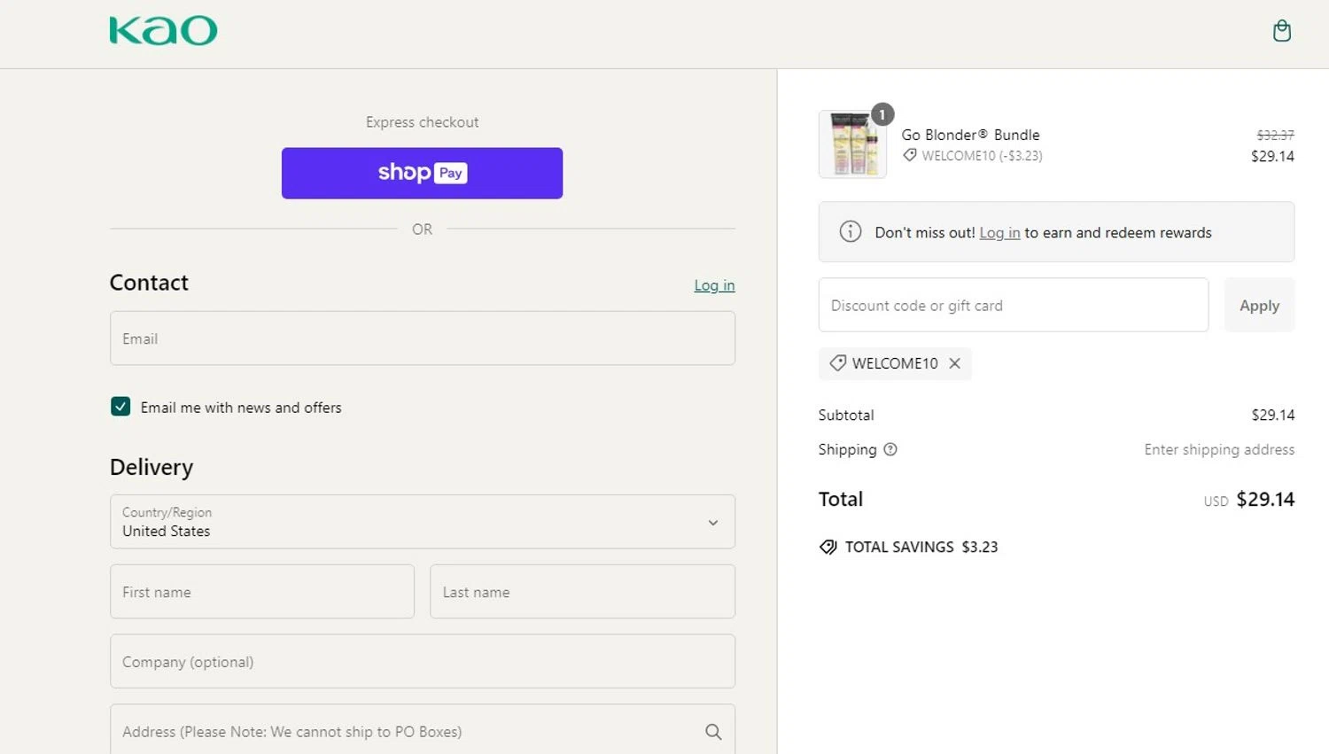 John Frieda coupon code screenshot showing code WELCOME10 applied at John Frieda checkout page. Uploaded by SimplyCodes community member angelfigueroa2008 on Jan 11, 2025