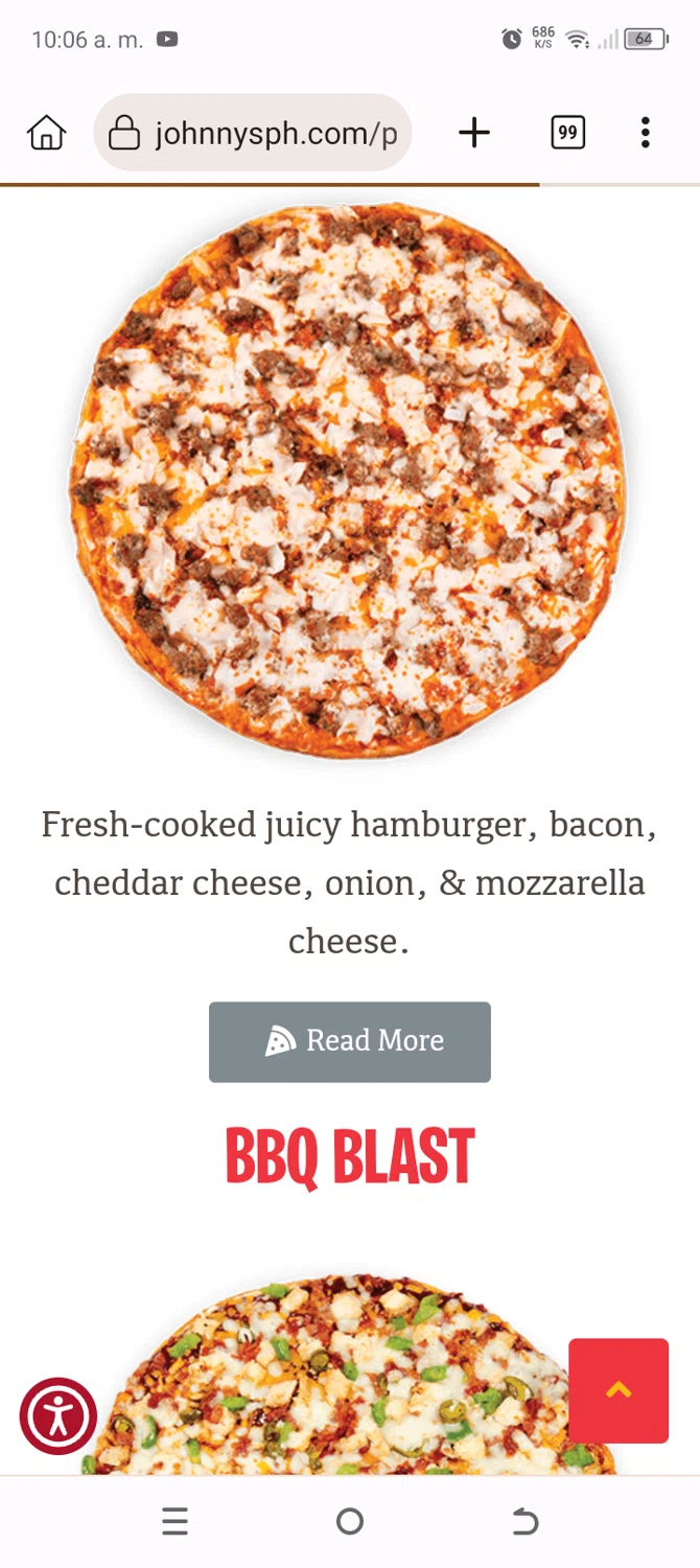 Johnny's Pizza House promo code screenshot showing code WB084 applied at Johnny's Pizza House checkout page. Uploaded by SimplyCodes community member BonusChaser4306 on Aug 28, 2025