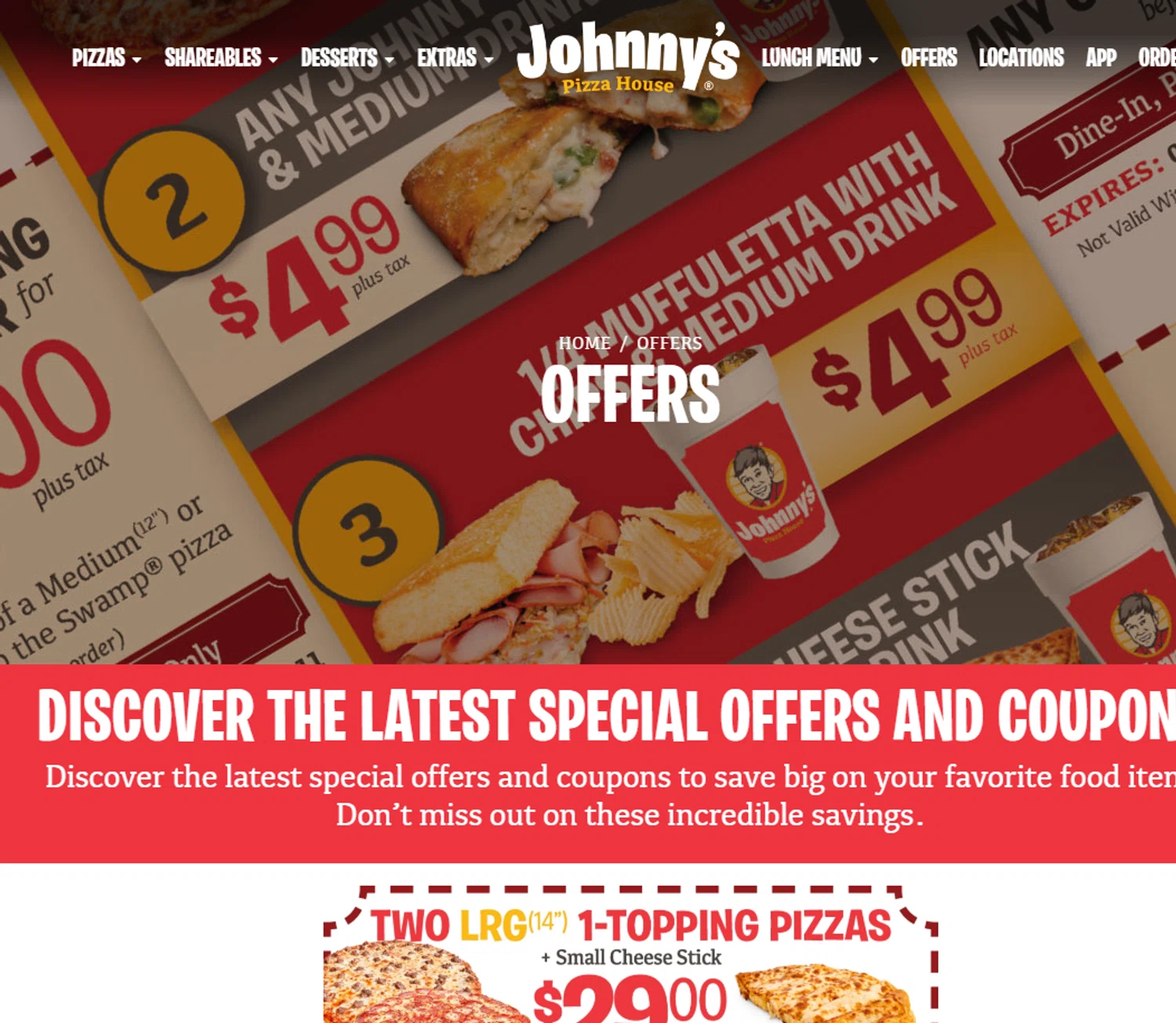 Johnny's Pizza House checkout page showing Johnny's Pizza House promo code box | Screenshot taken by SimplyCodes community member on Oct 2, 2025