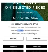 20OUTLET coupon verification screenshot