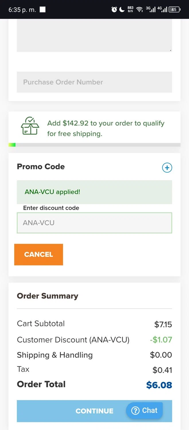 Johnson Plastics Plus promo code screenshot showing code ANA-VCU applied at Johnson Plastics Plus checkout page. Uploaded by SimplyCodes community member BeaMartinez on Mar 21, 2025