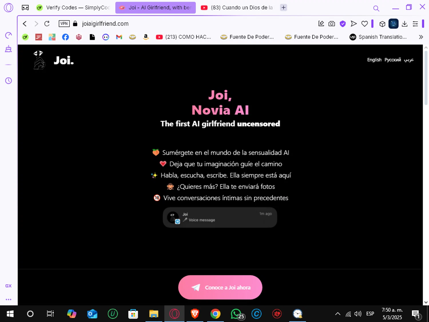 Joi Al Girlfriend promo code screenshot showing code SPRING applied at Joi Al Girlfriend checkout page. Uploaded by SimplyCodes community member Crchirino1 on Mar 5, 2025