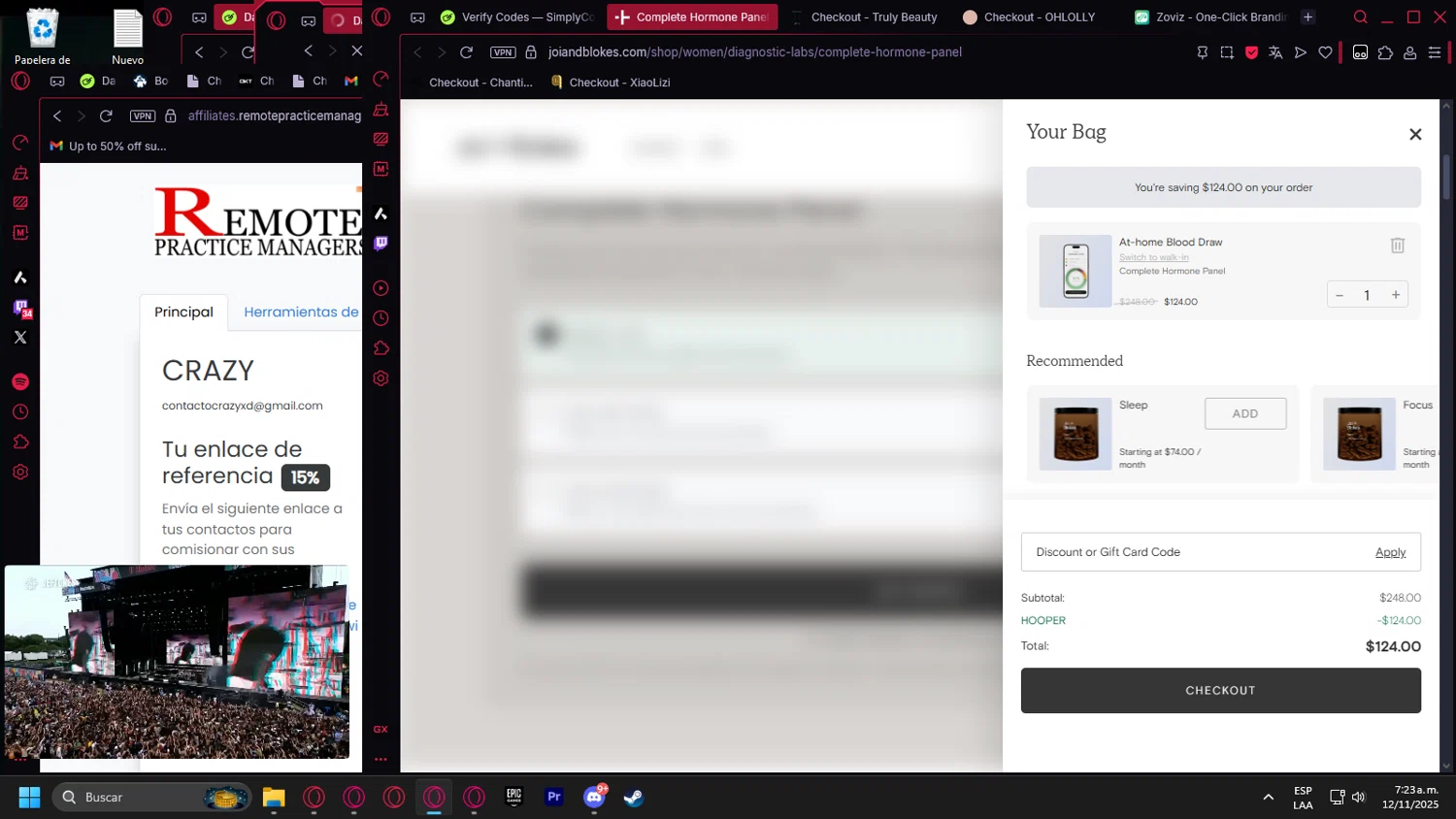 Joi + Blokes promo code screenshot showing code HOOPER applied at Joi + Blokes checkout page. Uploaded by SimplyCodes community member Halanweik on Nov 12, 2025