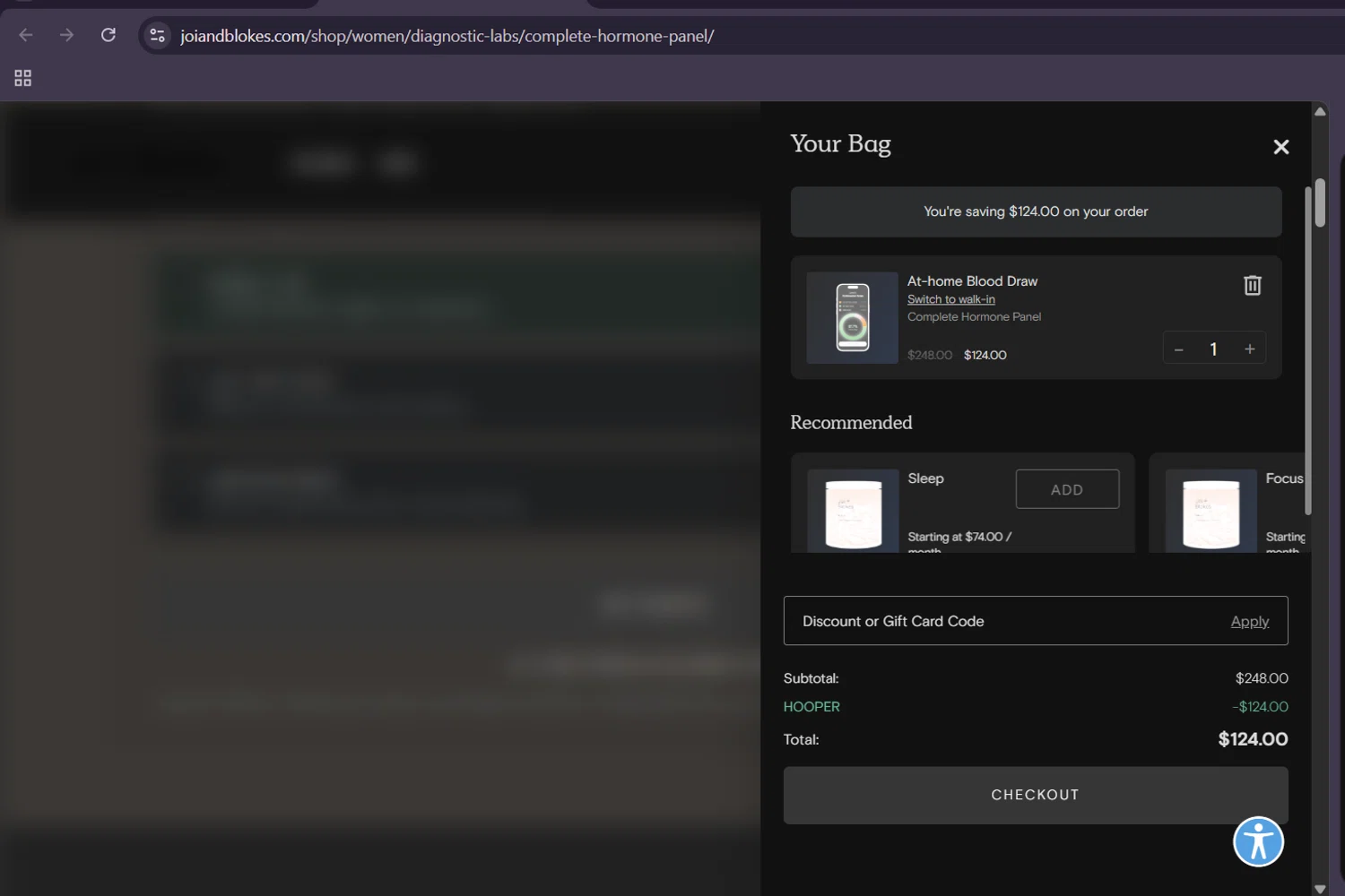 Joi + Blokes promo code screenshot showing code HOOPER applied at Joi + Blokes checkout page. Uploaded by SimplyCodes community member ScanHunter7116 on Oct 30, 2025