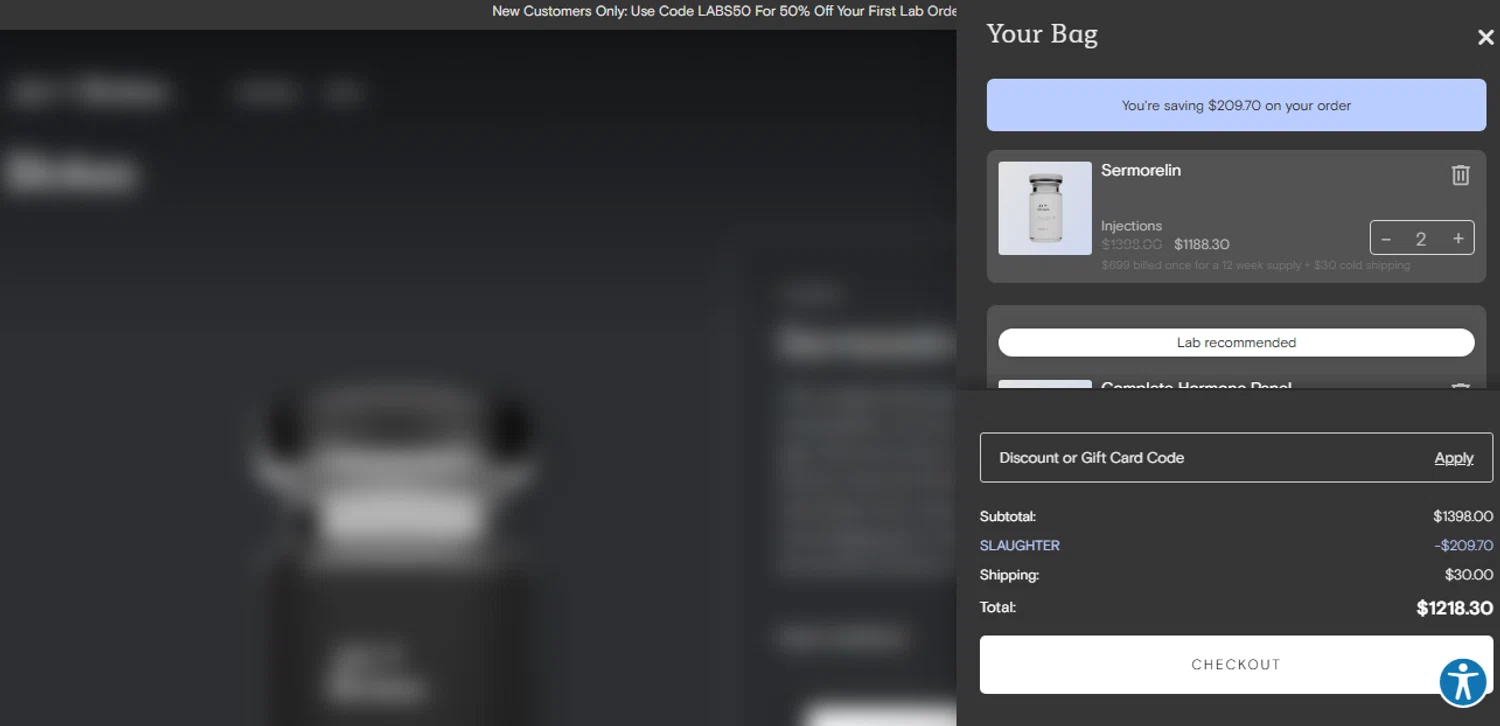 Joi + Blokes promo code screenshot showing code SLAUGHTER applied at Joi + Blokes checkout page. Uploaded by SimplyCodes community member shark12 on Jul 15, 2025