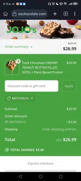 MOTION10 coupon verification screenshot