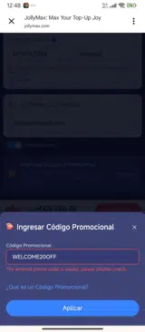 WELCOME20OFF coupon verification screenshot