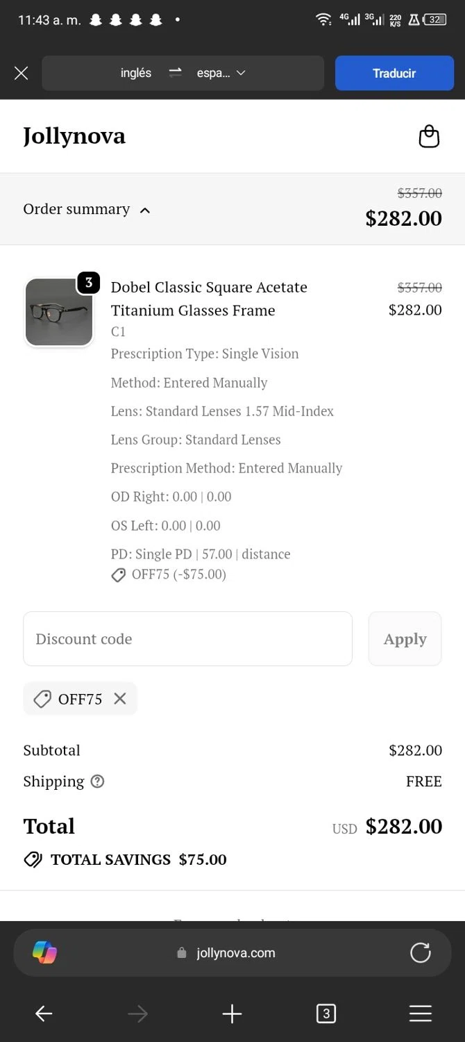 Jollynova checkout page showing Jollynova discount code box | Screenshot taken by SimplyCodes community member on Feb 23, 2026