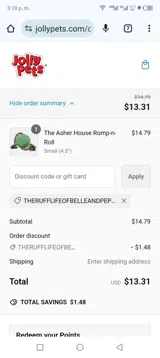 THERUFFLIFEOFBELLEANDPEPPER coupon verification screenshot