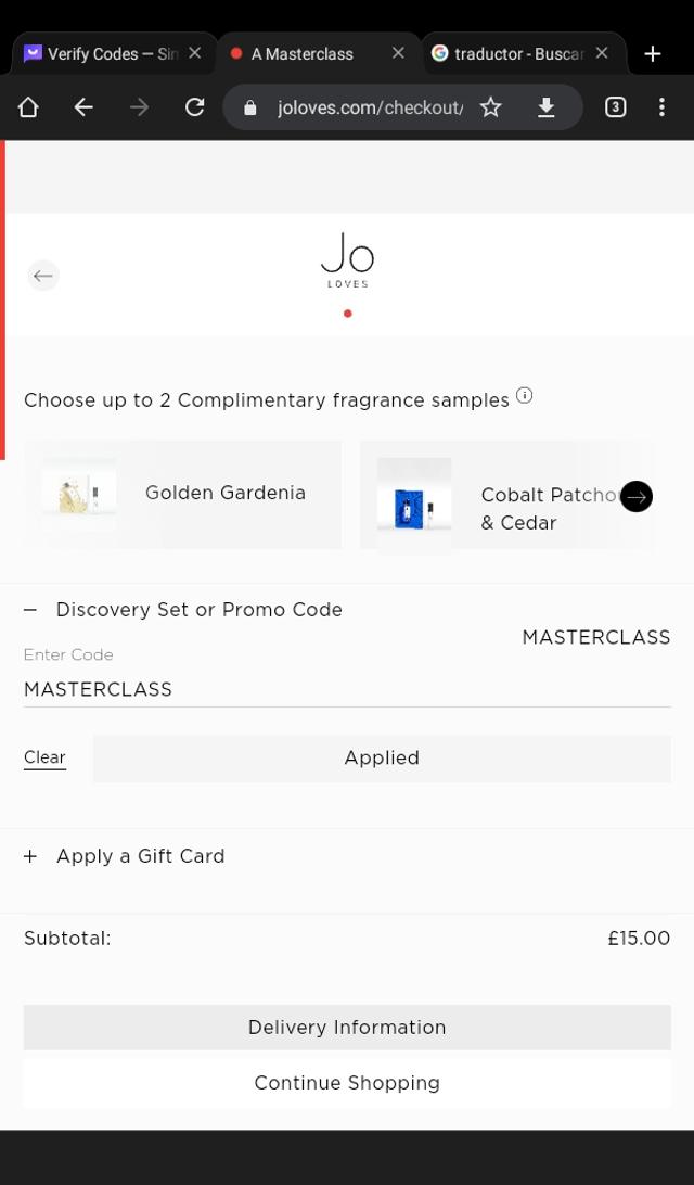Jo Loves checkout page showing Jo Loves promo code box | Screenshot taken by SimplyCodes community member on Aug 26, 2023