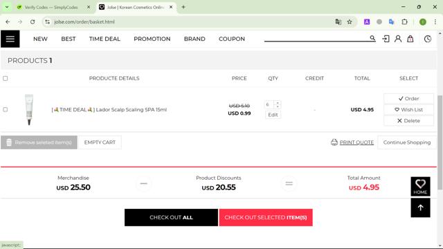 Jolse checkout page showing Jolse promo code box | Screenshot taken by SimplyCodes community member on Aug 13, 2024