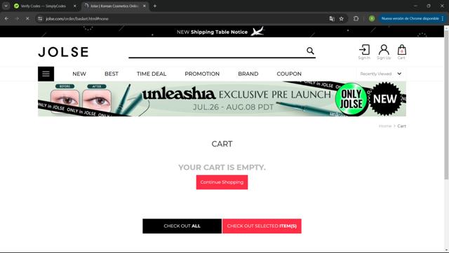 Jolse checkout page showing Jolse promo code box | Screenshot taken by SimplyCodes community member on Jul 27, 2024