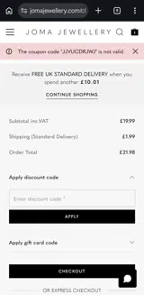 JJVUCDRJWJ coupon verification screenshot