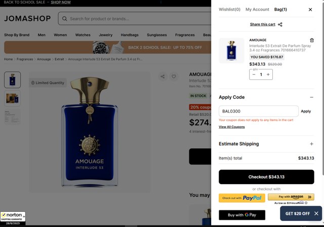 JomaShop checkout page showing JomaShop coupon code box | Screenshot taken by SimplyCodes community member on Aug 28, 2025
