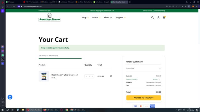 Jonathan Green checkout page showing Jonathan Green promo code box | Screenshot taken by SimplyCodes community member on Sep 13, 2024