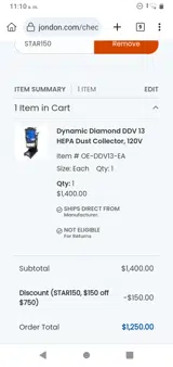 STAR150 coupon verification screenshot