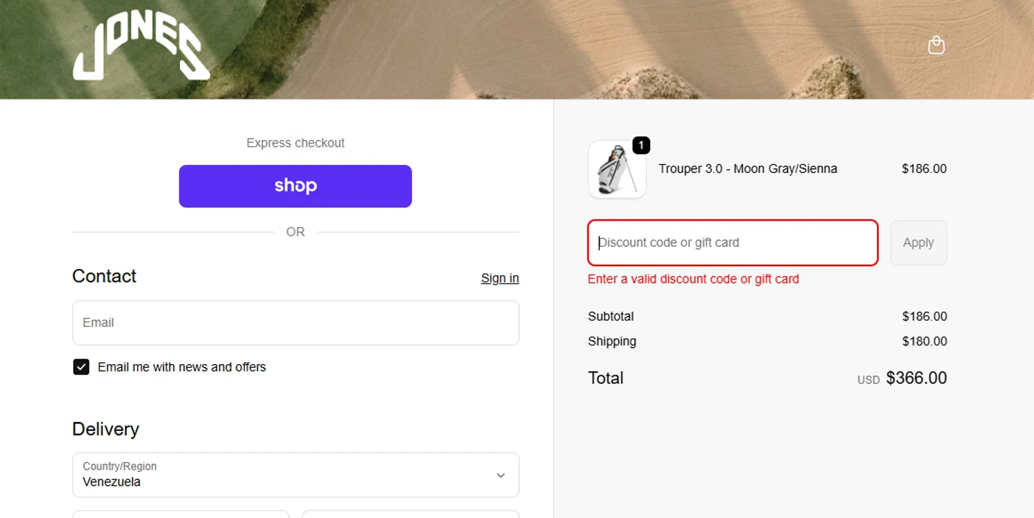 Jones Sports Co. discount code screenshot showing code SURVEY15 applied at Jones Sports Co. checkout page. Uploaded by SimplyCodes community member anaoee on Nov 8, 2025