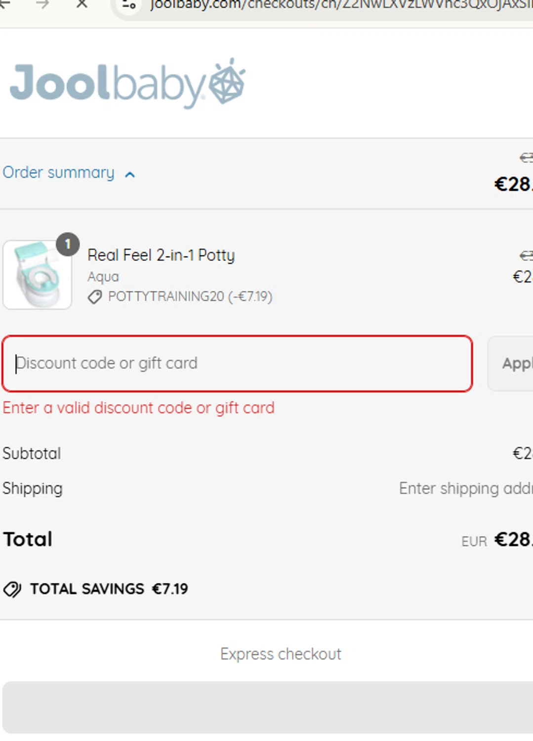 Jool Baby Products promo code screenshot showing code HUNTERLILAGRACE applied at Jool Baby Products checkout page. Uploaded by SimplyCodes community member Carlitoxxxxxxxxxxxxxxxxxxxxxxx on Jun 13, 2025