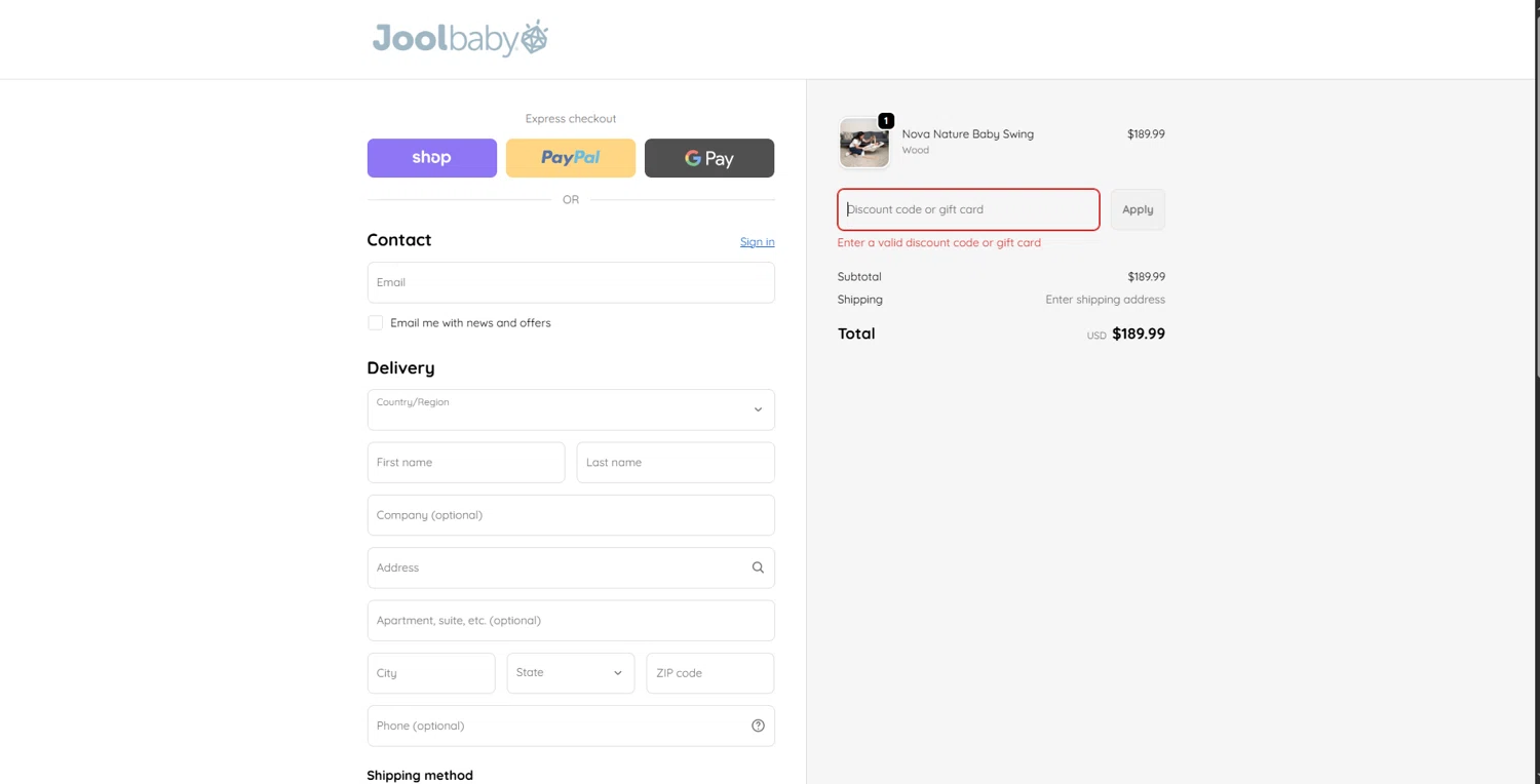 Jool Baby Products promo code screenshot showing code VIP15 applied at Jool Baby Products checkout page. Uploaded by SimplyCodes community member brrrrr on Oct 1, 2025