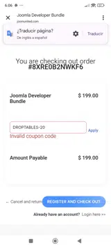 DROPTABLES-20 coupon verification screenshot
