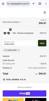 LUUELLAHH coupon verification screenshot