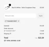 TEAMWETHRIFT coupon verification screenshot