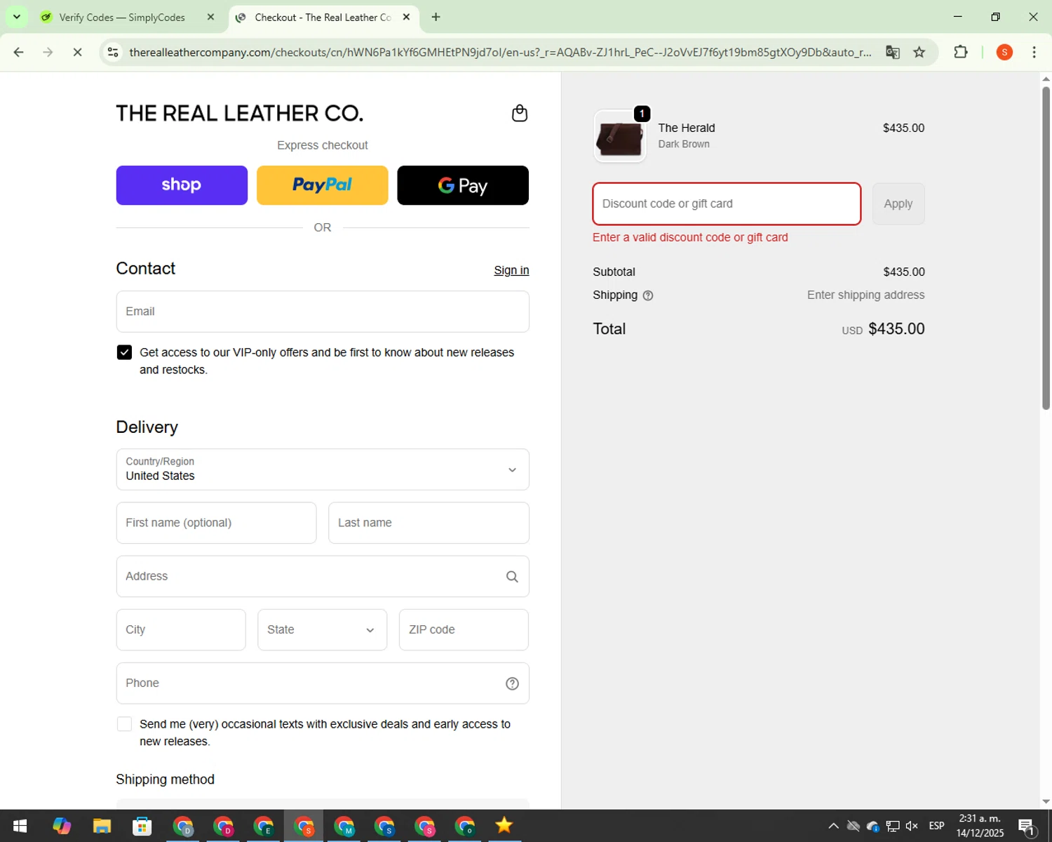 Jordan promo code screenshot showing code STRONG applied at Jordan checkout page. Uploaded by SimplyCodes community member CodeVoyager5621 on Dec 14, 2025