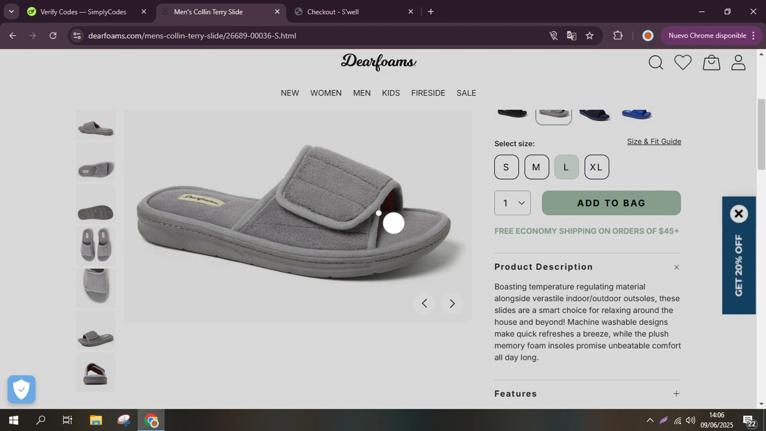 Jordan's Furniture promo code screenshot showing code LISTING10 applied at Jordan's Furniture checkout page. Uploaded by SimplyCodes community member ANDREWW on Jun 9, 2025