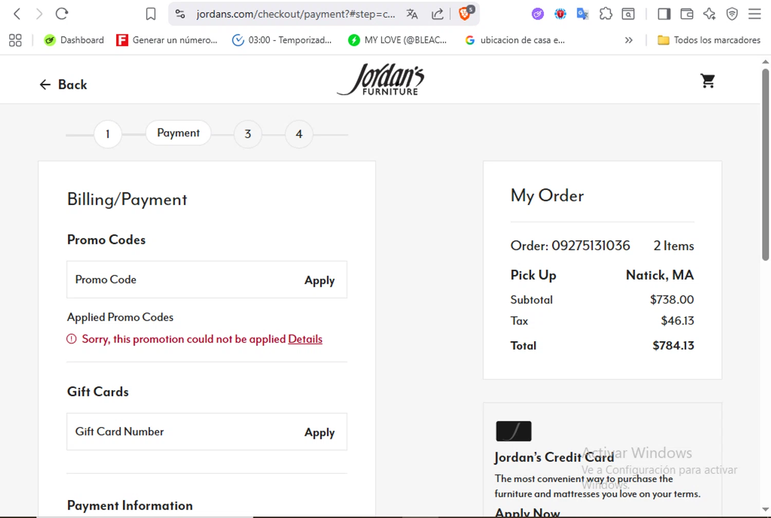 Jordan's Furniture promo code screenshot showing code DELIVERY25 applied at Jordan's Furniture checkout page. Uploaded by SimplyCodes community member VoucherFalcon3942 on Sep 27, 2025