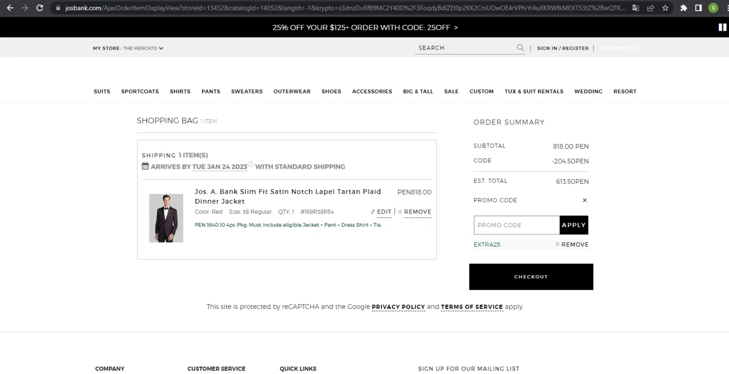 Jos. A. Bank Promo Codes 25 Off September 2024