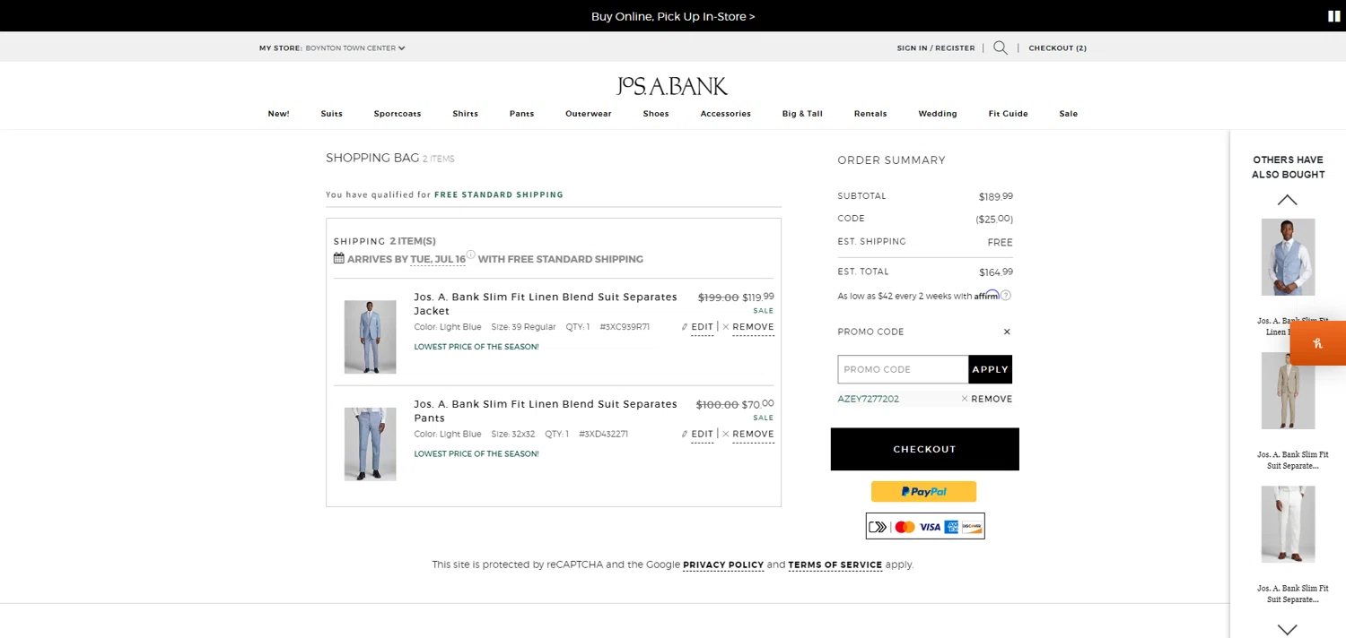 Jos a bank promo codes 25 off october 2024