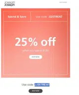 JJ25TREAT coupon verification screenshot