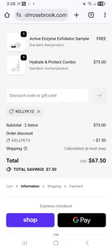 Kellyk10 coupon verification screenshot