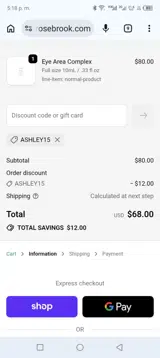 Ashley15 coupon verification screenshot