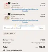 WLCM20 coupon verification screenshot