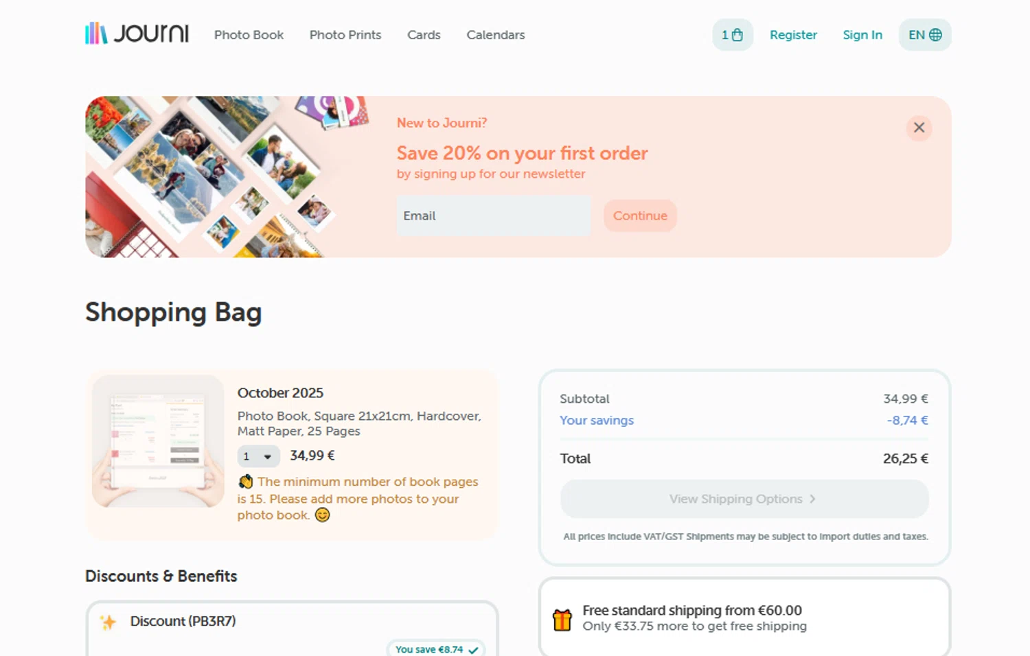Journi discount code screenshot showing code PB3R7 applied at Journi checkout page. Uploaded by SimplyCodes community member peachee on Oct 31, 2025