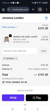 Move20 coupon verification screenshot
