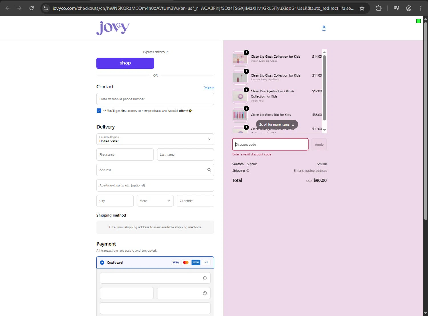 Jovy promo code screenshot showing code thankyou15 applied at Jovy checkout page. Uploaded by SimplyCodes community member luffyreturn on Nov 15, 2025